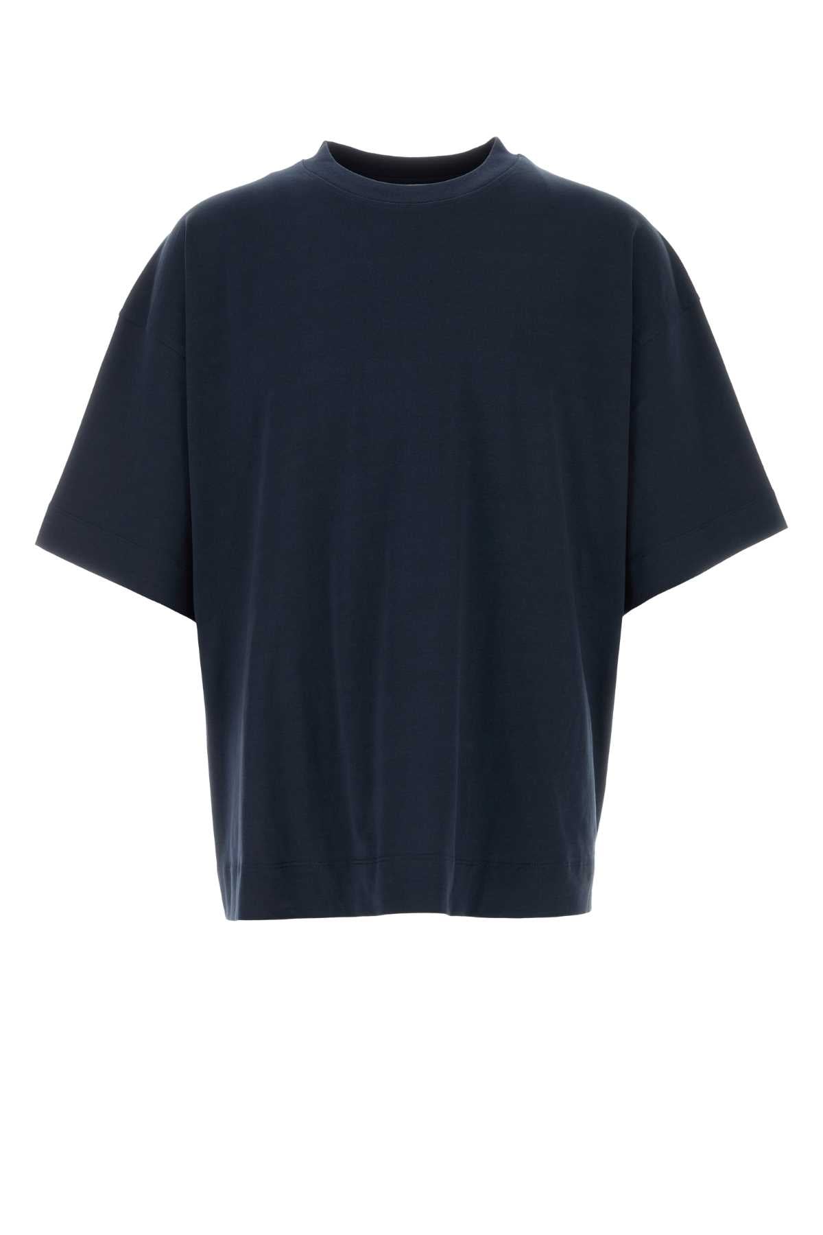 Dries Van Noten Men Midnight Blue Cotton Heno Oversize T-Shirt