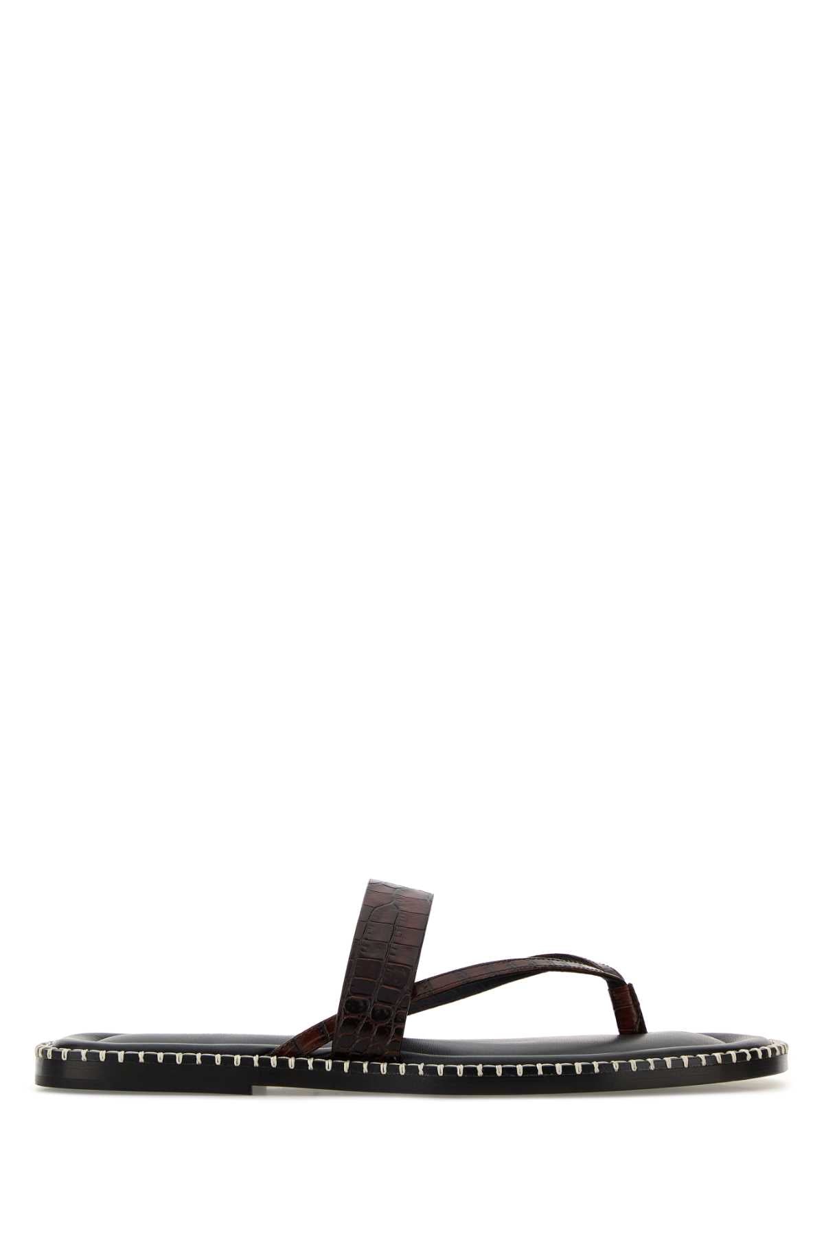 Dries Van Noten Men Brown Leather Thong Slippers DRIES VAN NOTEN