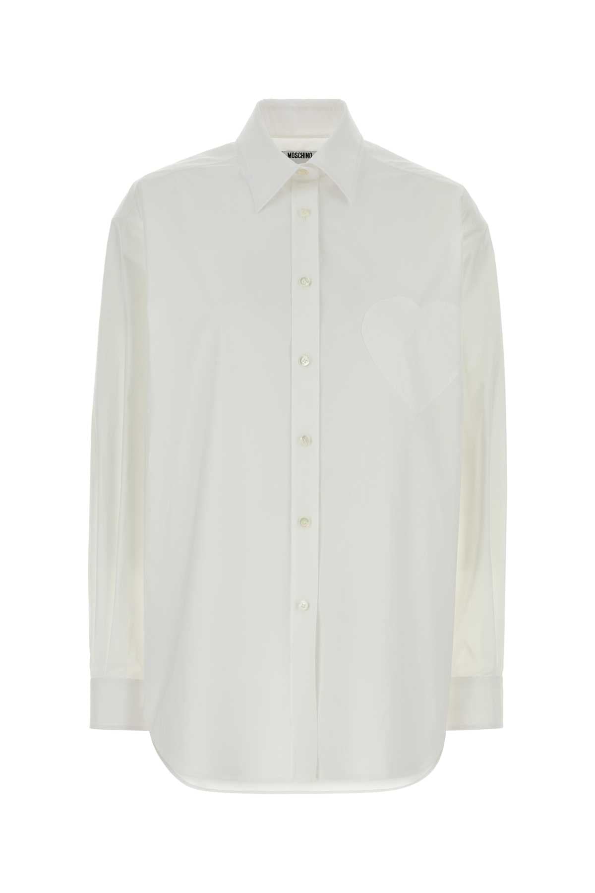 Moschino Women White Stretch Poplin Shirt MOSCHINO