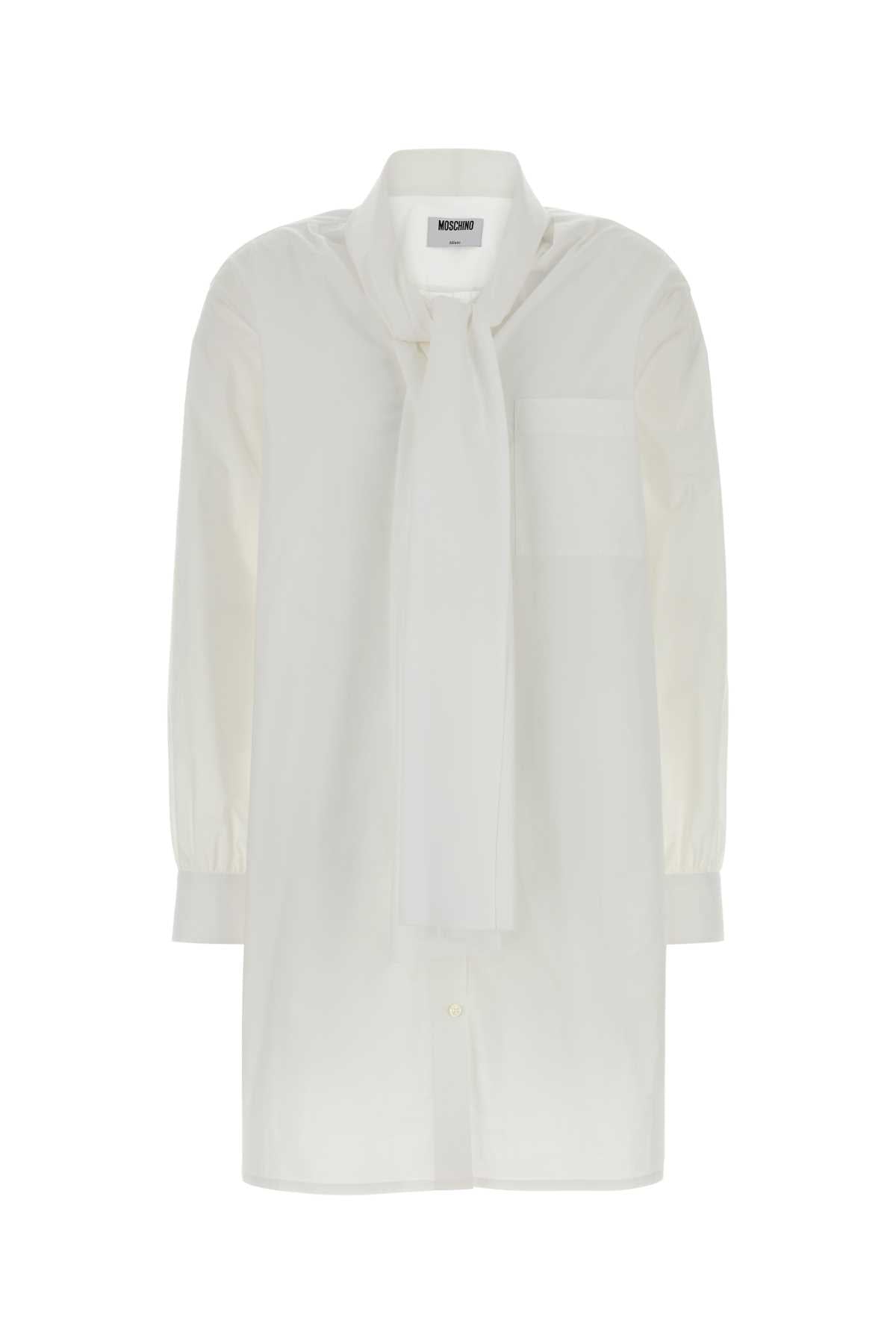 Moschino Women White Stretch Poplin Shirt Dress MOSCHINO
