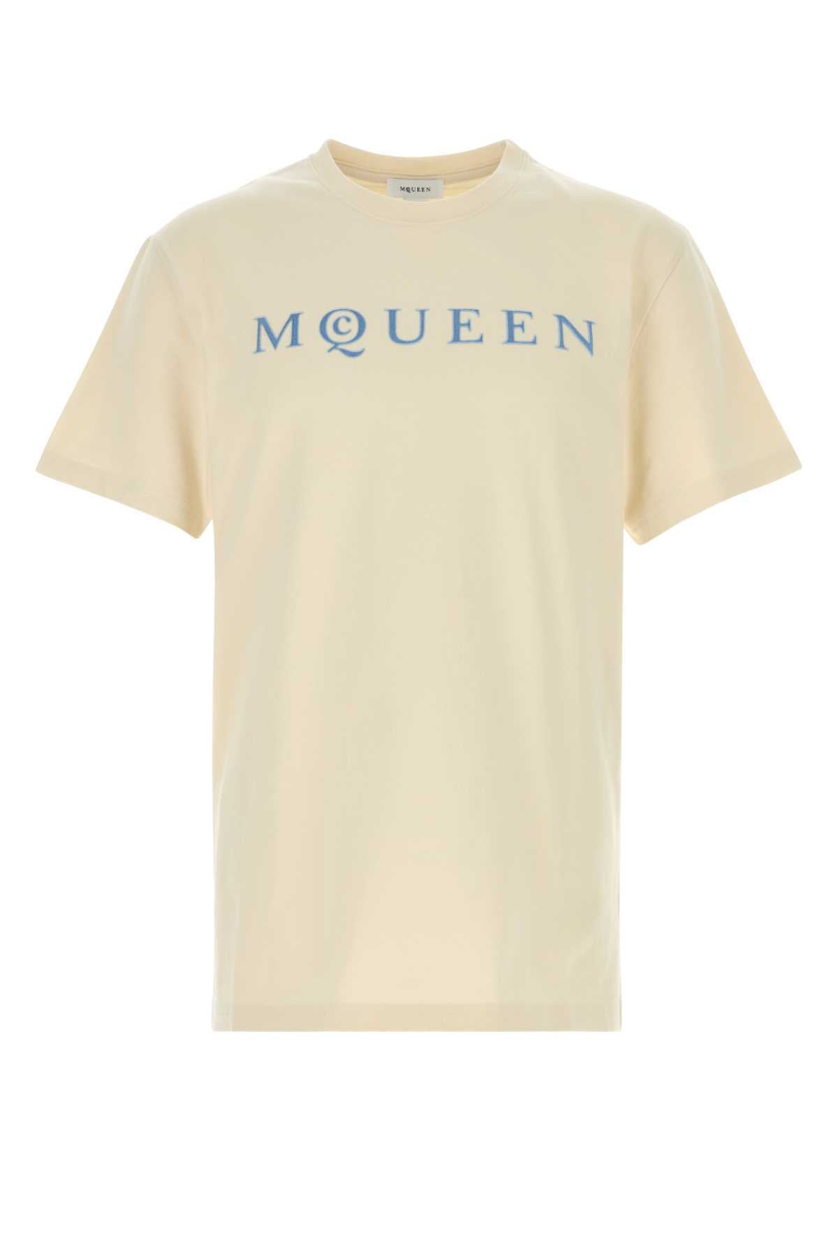 Alexander Mcqueen Men Cream Cotton T-Shirt