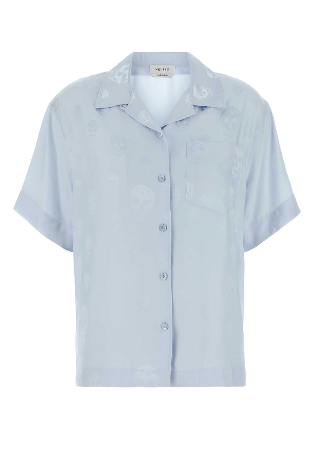 Alexander Mcqueen Women Pastel Light Blue Satin Shirt ALEXANDER MCQUEEN