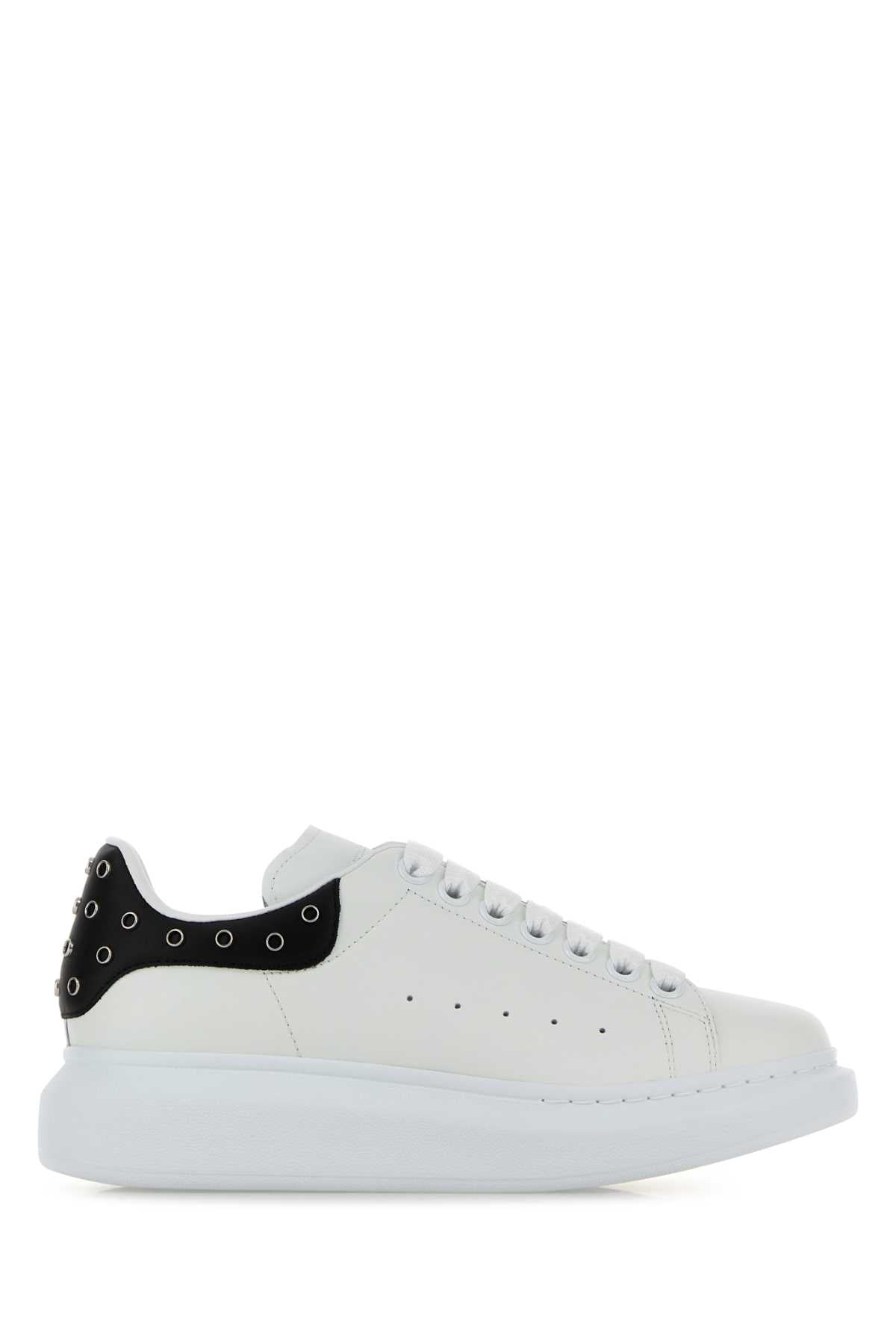 Alexander Mcqueen Women White Leather Sneakers With Black Leather Heel ALEXANDER MCQUEEN