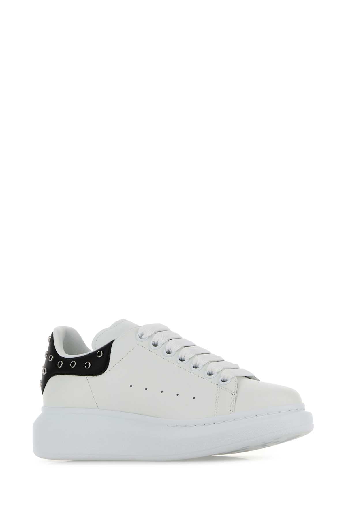 Alexander Mcqueen Women White Leather Sneakers With Black Leather Heel ALEXANDER MCQUEEN