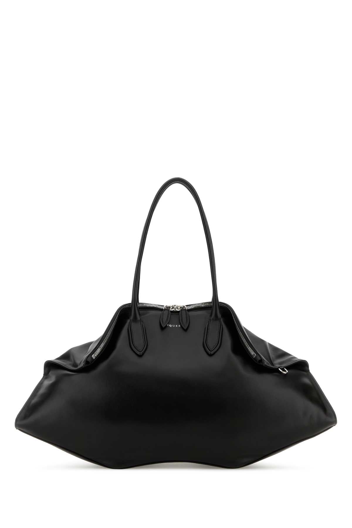 Alexander Mcqueen Women Black Leather Maxi Manta Shoulder Bag ALEXANDER MCQUEEN