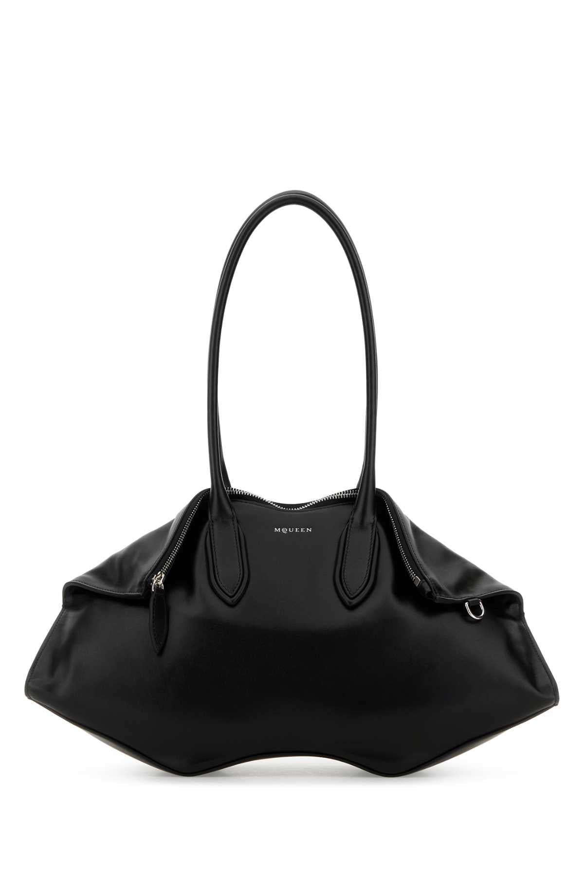 Alexander Mcqueen Women Black Leather Manta Shoulder Bag