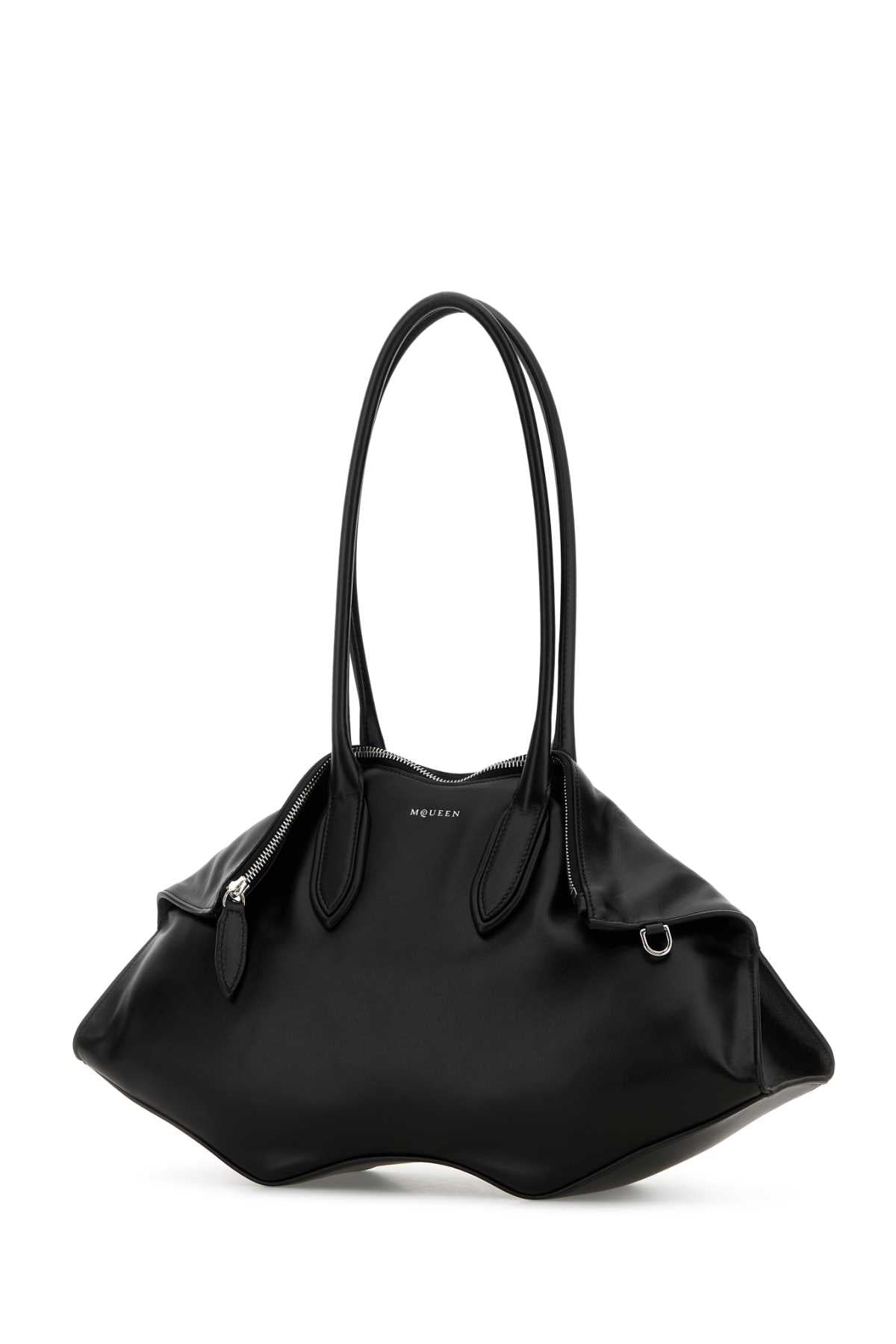 Alexander Mcqueen Women Black Leather Manta Shoulder Bag