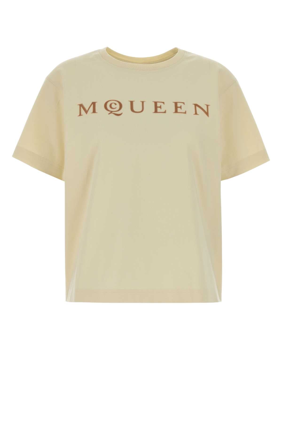 Alexander Mcqueen Women Cream Cotton T-Shirt