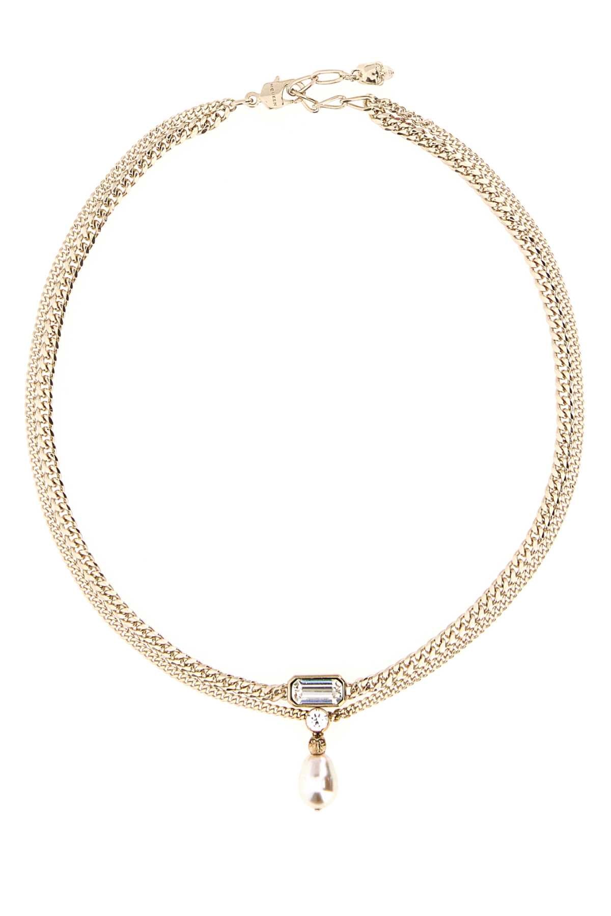 Alexander Mcqueen Women Platinum Metal Skull Necklace