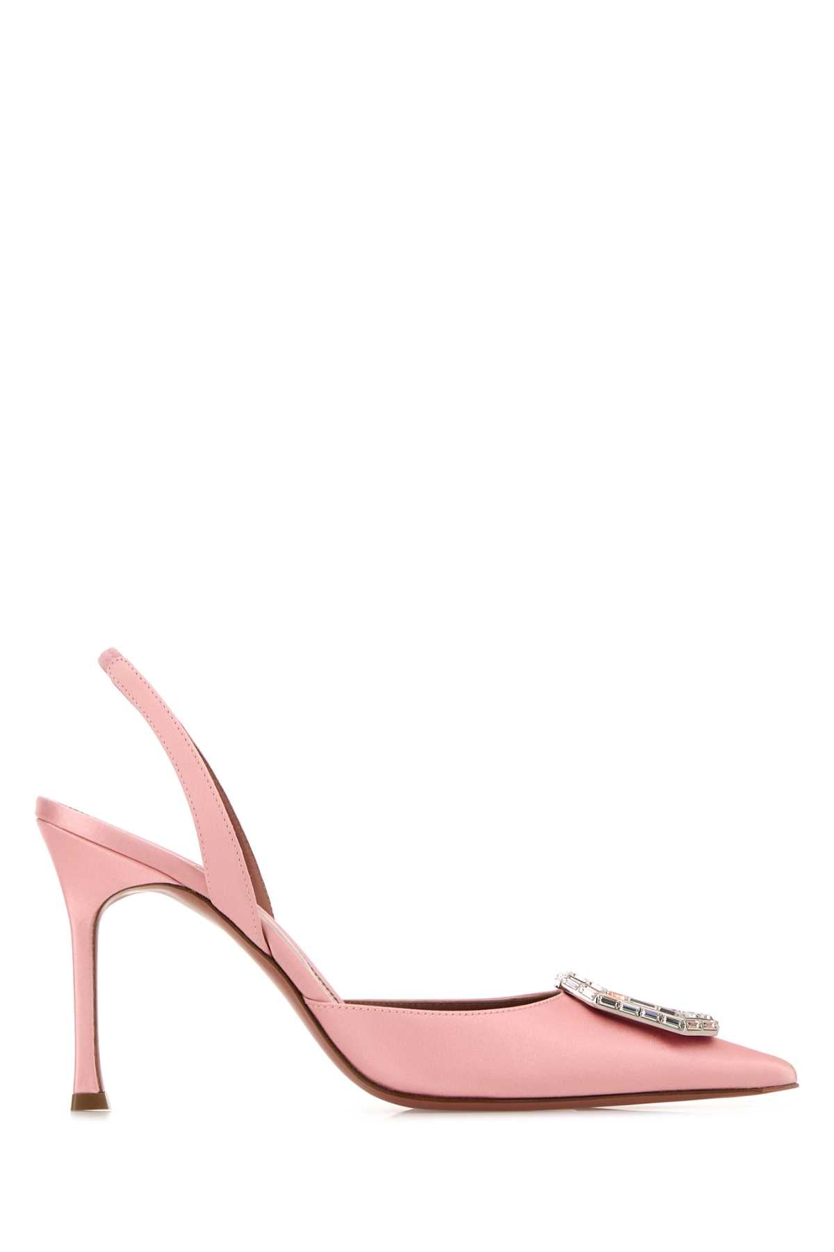 Amina Muaddi Women Pink Satin Camelia Pumps AMINA MUADDI
