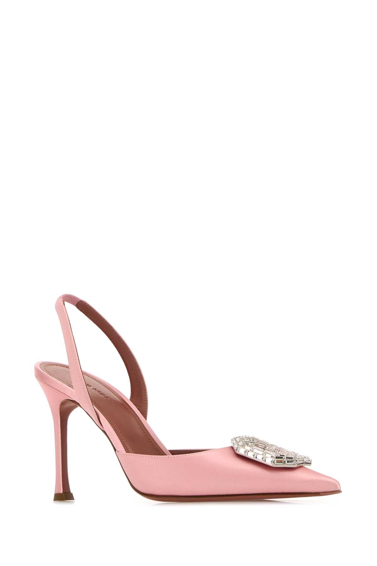 Amina Muaddi Women Pink Satin Camelia Pumps AMINA MUADDI