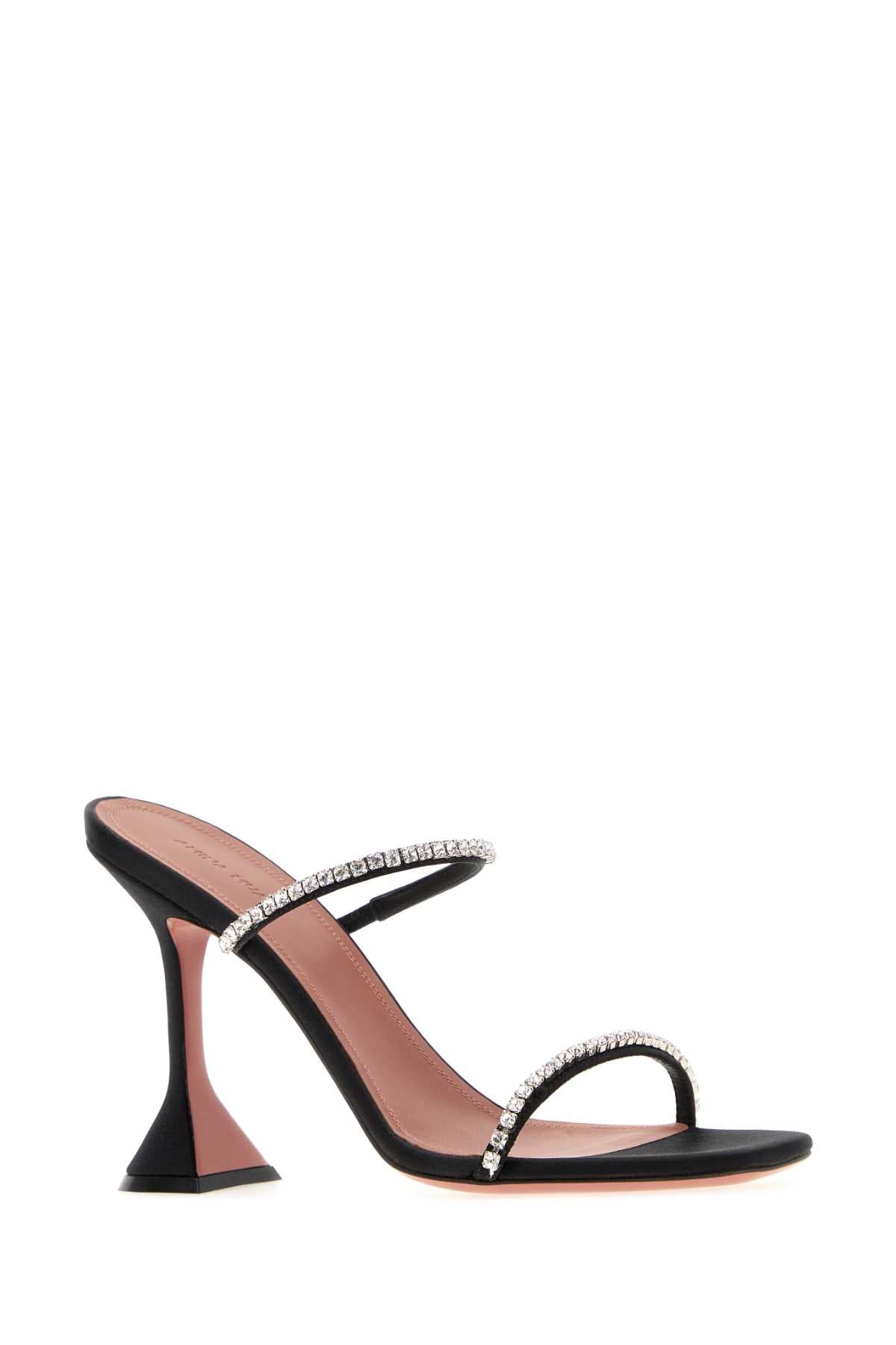 Amina Muaddi Women Black Satin Gilda Mules AMINA MUADDI