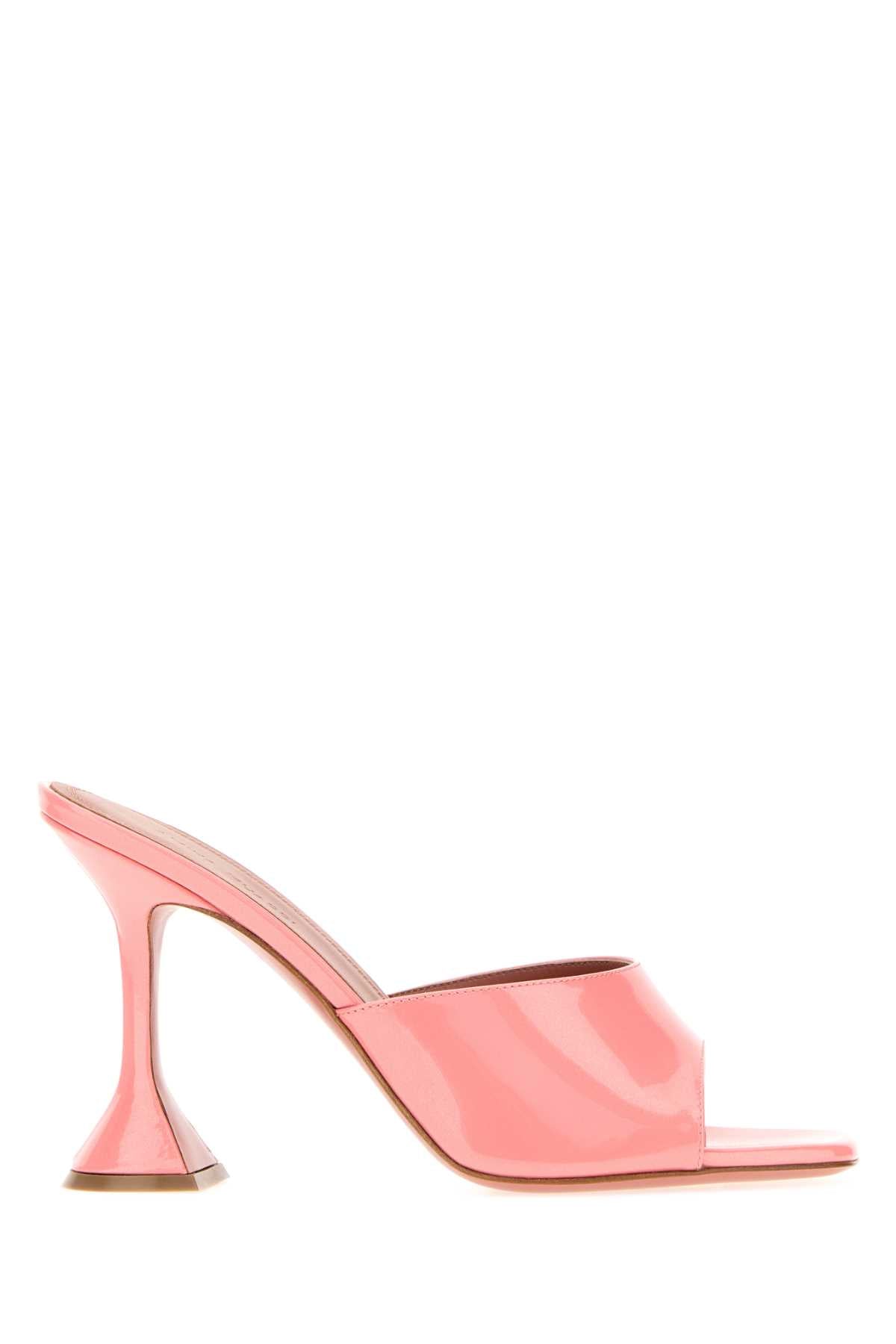 Amina Muaddi Women Pink Leather Lupita Mules AMINA MUADDI