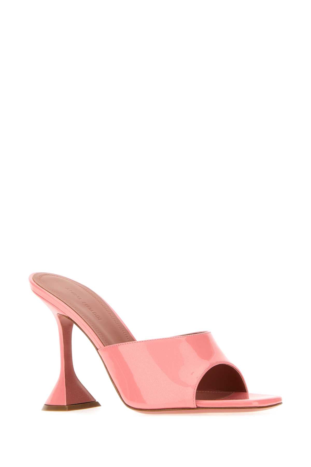 Amina Muaddi Women Pink Leather Lupita Mules AMINA MUADDI