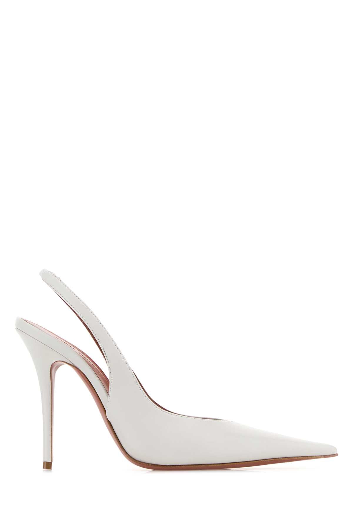 Amina Muaddi Women White Leather Anok Pumps AMINA MUADDI