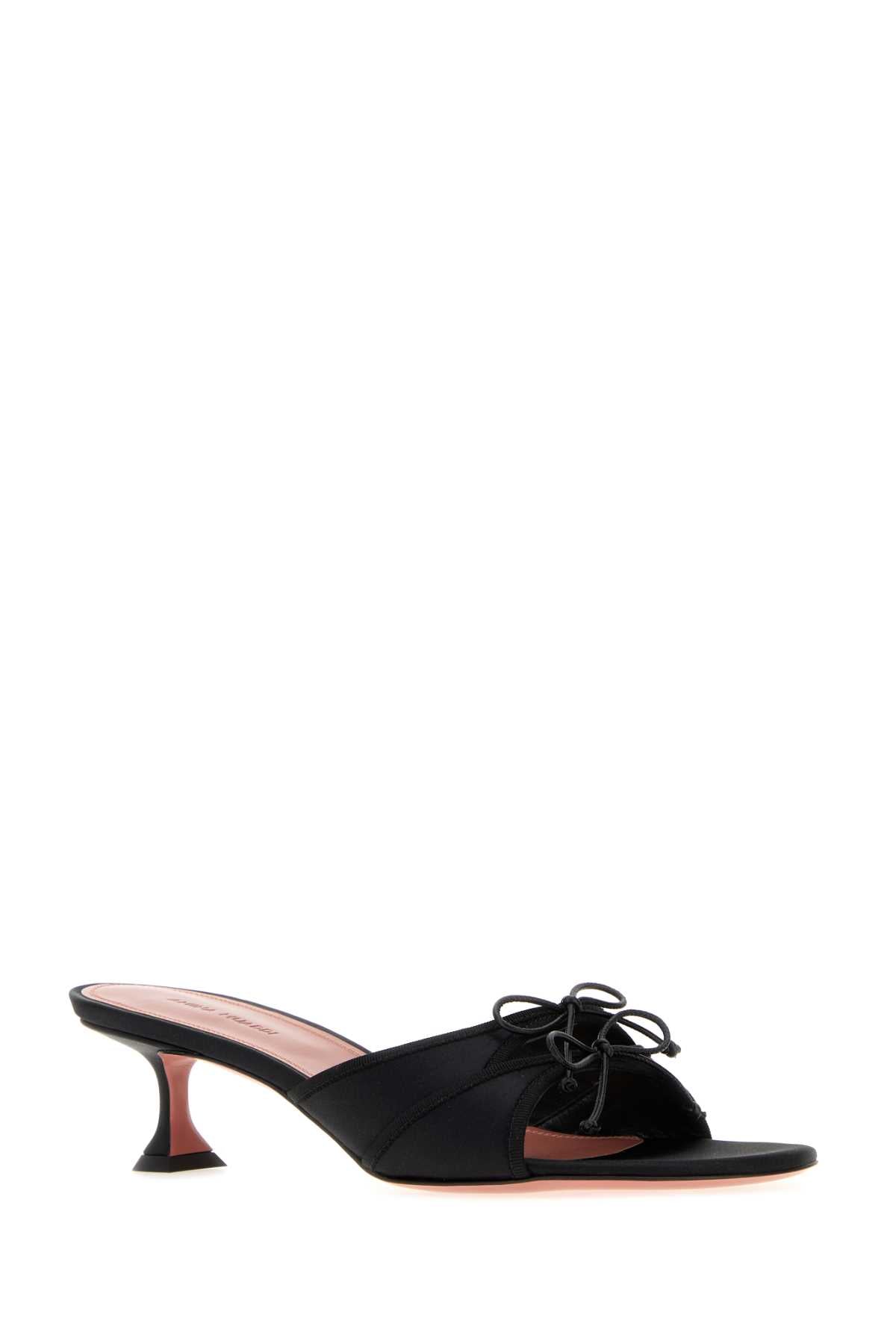 Amina Muaddi Women Black Satin Eleonora Mules AMINA MUADDI