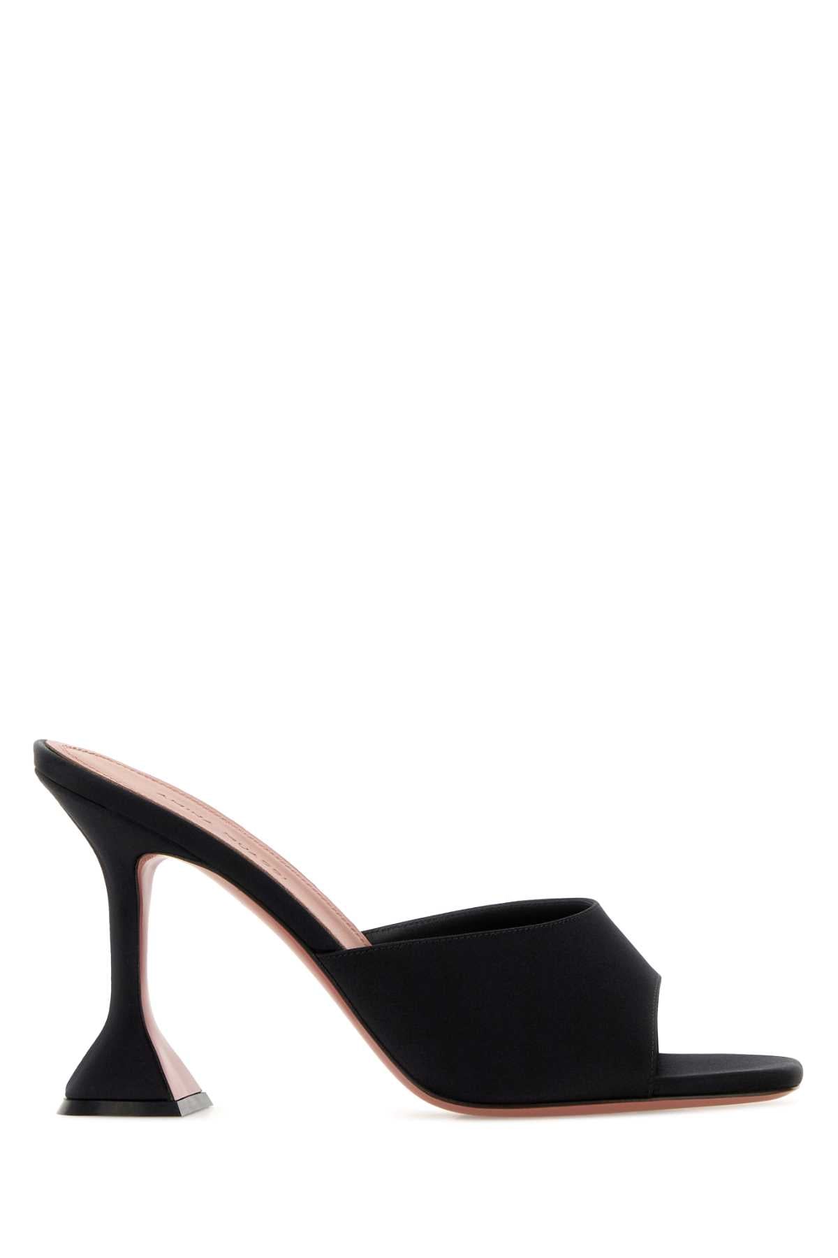 Amina Muaddi Women Black Satin Lupina Mules AMINA MUADDI