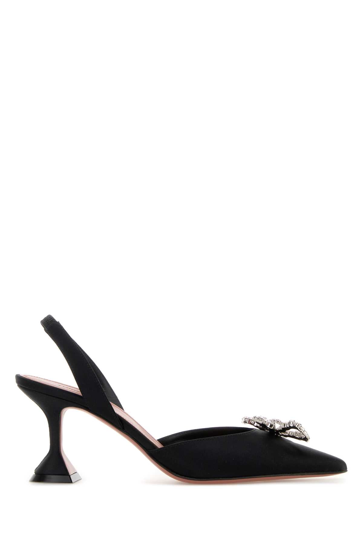 Amina Muaddi Women Black Satin Rosie Pumps AMINA MUADDI