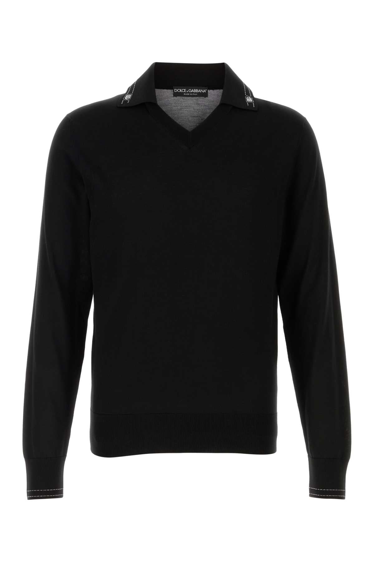 Dolce & Gabbana Men Black Silk Polo Shirt DOLCE & GABBANA