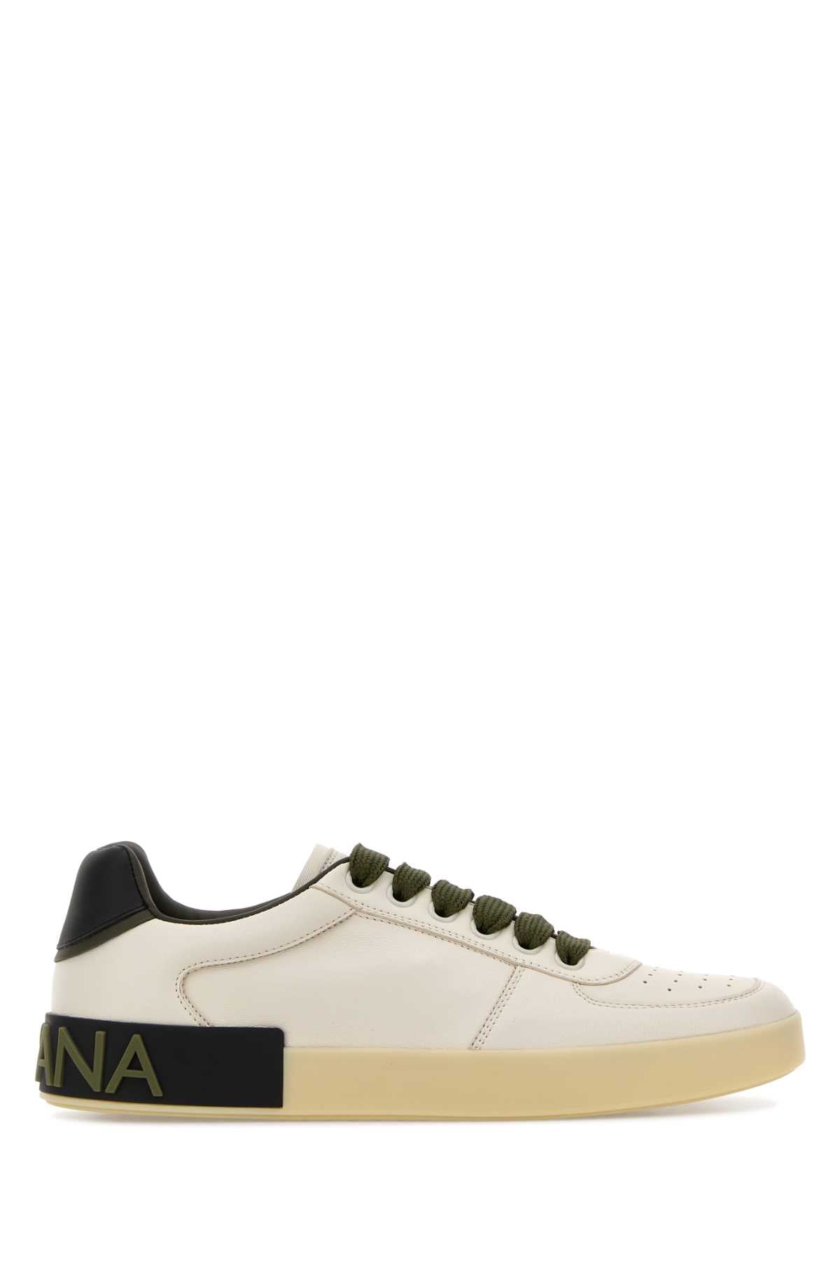 Dolce & Gabbana Men Ivory Leather Portofino Sneakers DOLCE & GABBANA