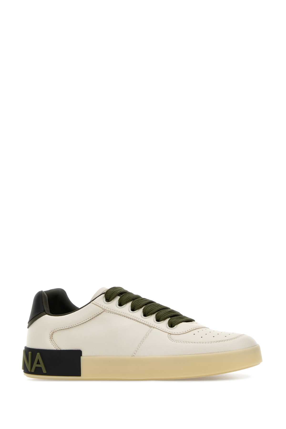 Dolce & Gabbana Men Ivory Leather Portofino Sneakers DOLCE & GABBANA