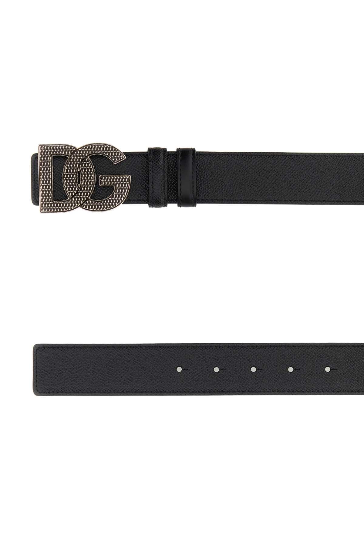 Dolce & Gabbana Men Black Leather Reversible Belt DOLCE & GABBANA