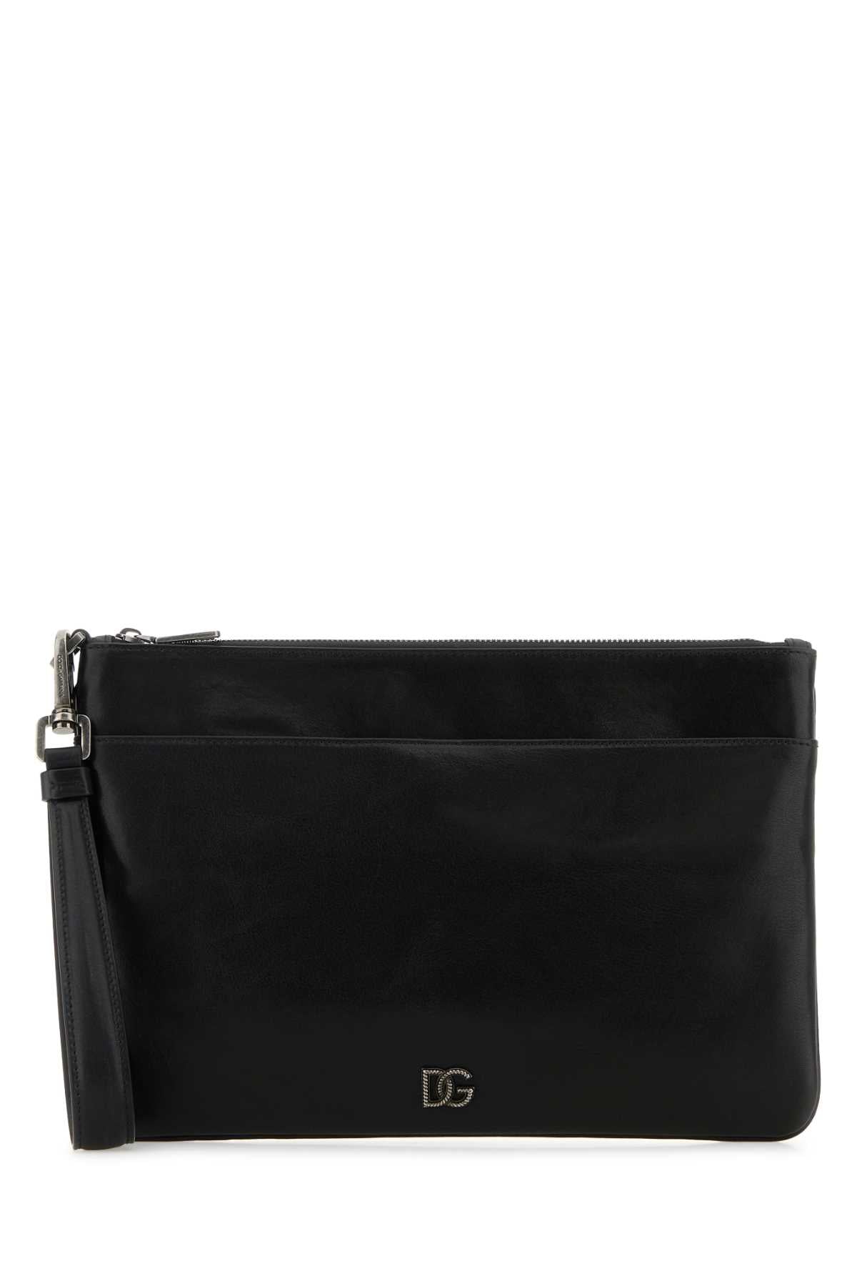 Dolce & Gabbana Men Black Leather Clutch DOLCE & GABBANA