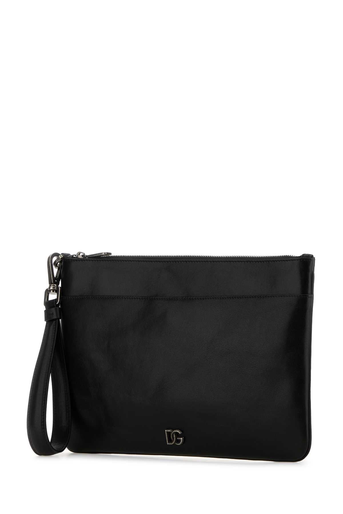 Dolce & Gabbana Men Black Leather Clutch DOLCE & GABBANA