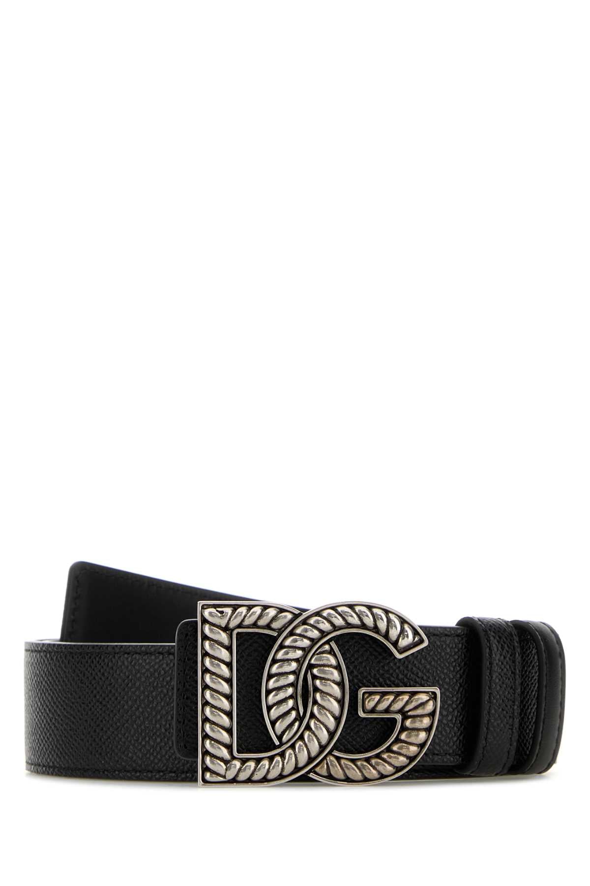 Dolce & Gabbana Men Black Leather Reversible Belt DOLCE & GABBANA