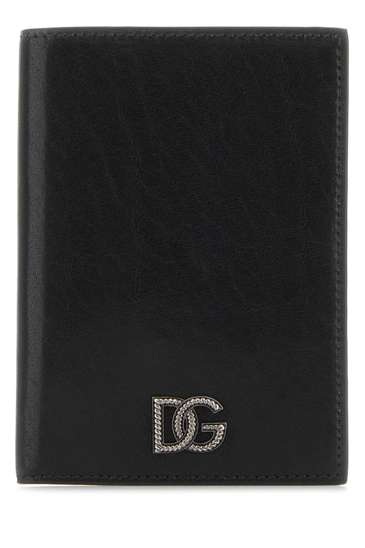 Dolce & Gabbana Men Black Leather Passport Holder DOLCE & GABBANA
