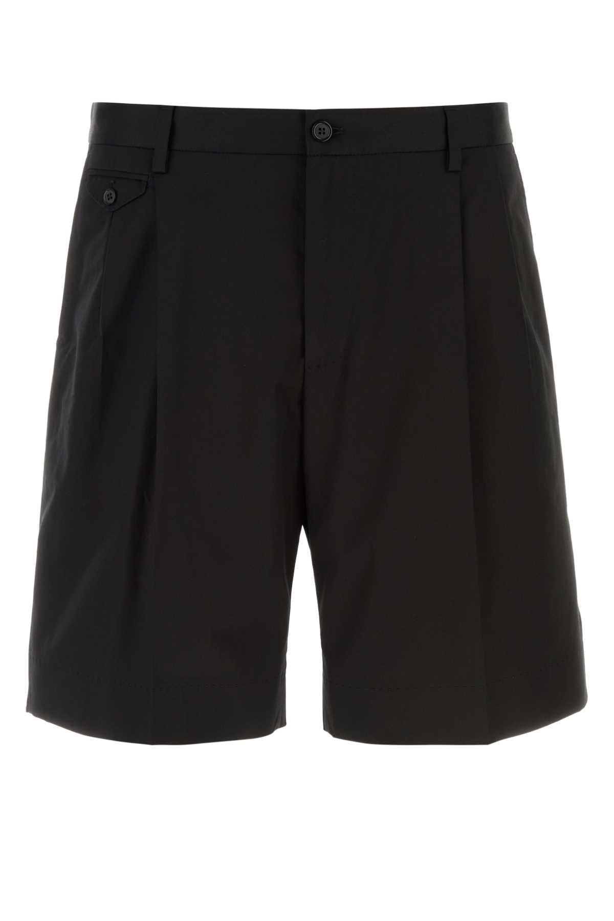 Dolce & Gabbana Men Black Stretch Cotton Bermuda Shorts DOLCE & GABBANA