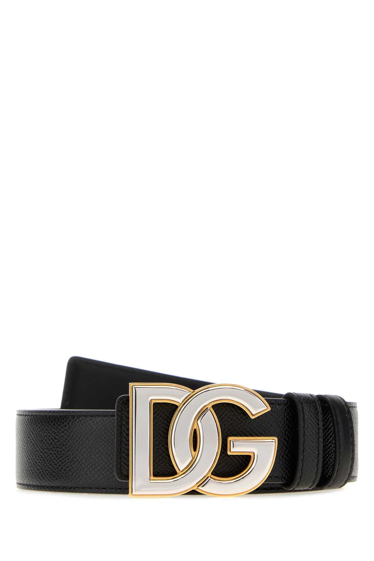 Dolce & Gabbana Men Black Leather Reversible Belt DOLCE & GABBANA