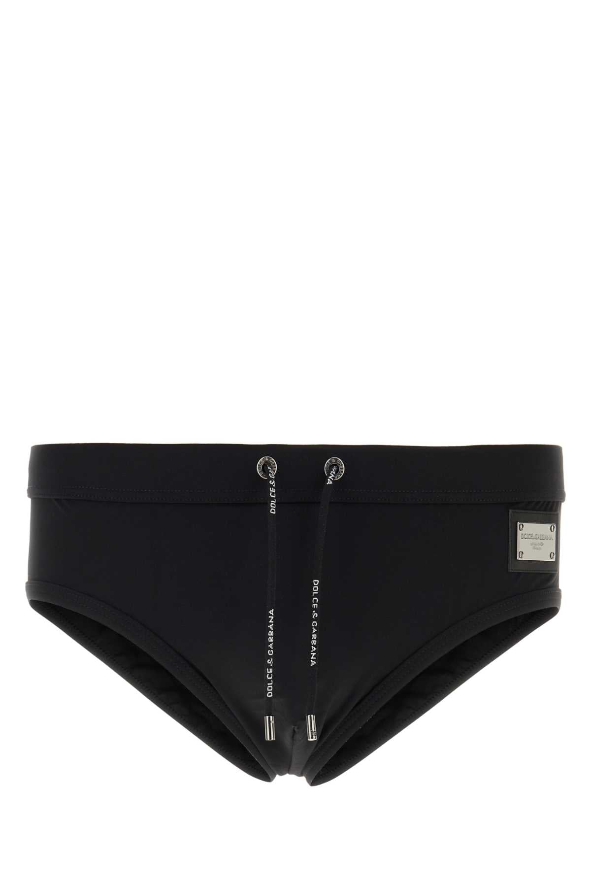 Dolce & Gabbana Men Black Stretch Nylon Swimming Brief DOLCE & GABBANA