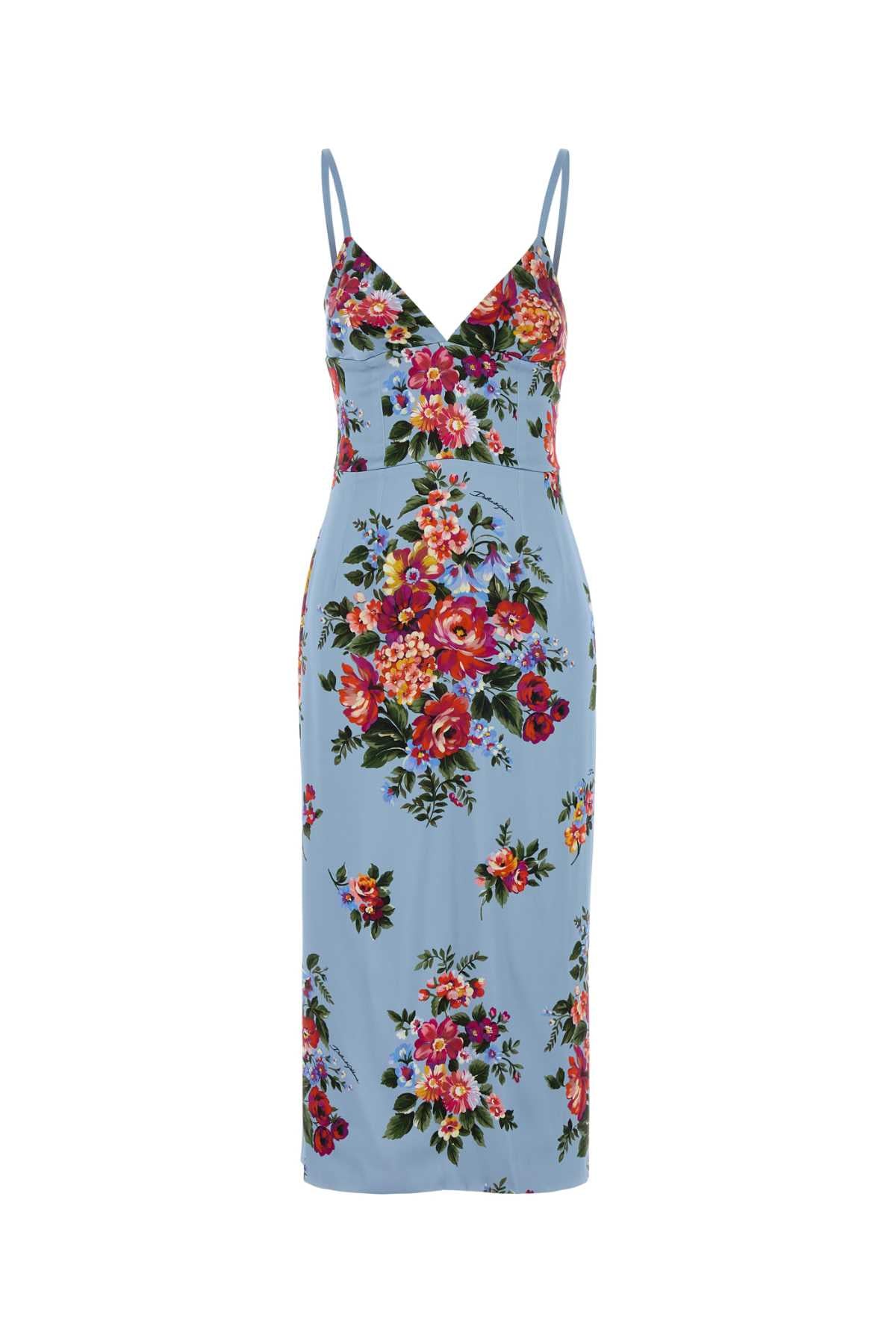 Dolce & Gabbana Women Printed Stretch Satin Dress DOLCE & GABBANA