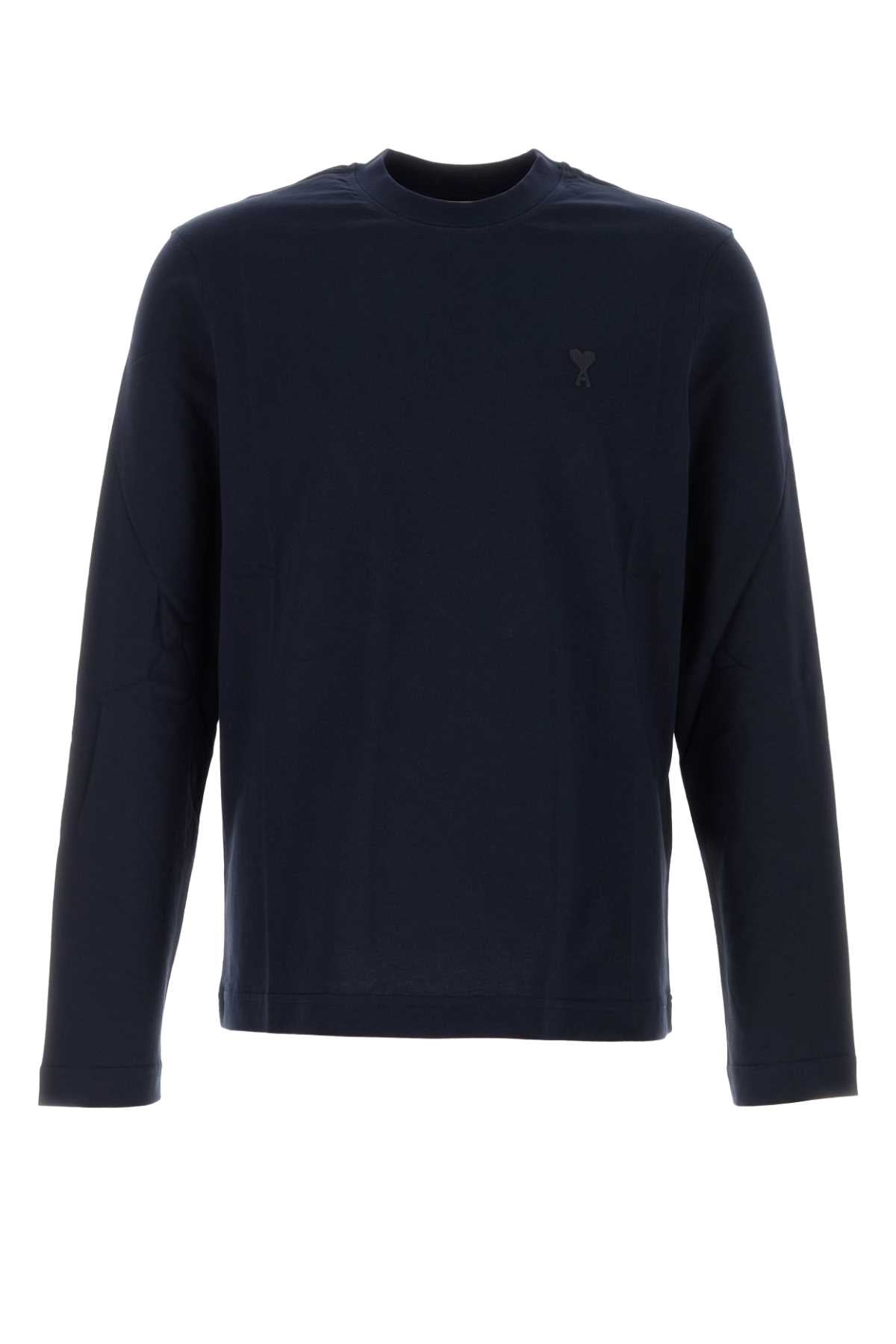 Ami Unisex Navy Blue Cotton T-Shirt AMI PARIS