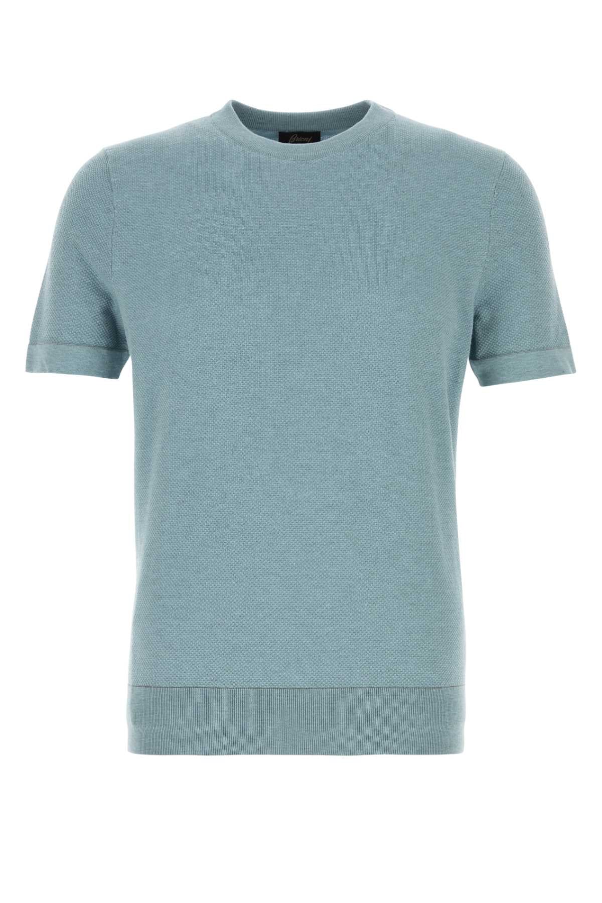 Brioni Men Cerulean Blue Cotton T-Shirt BRIONI