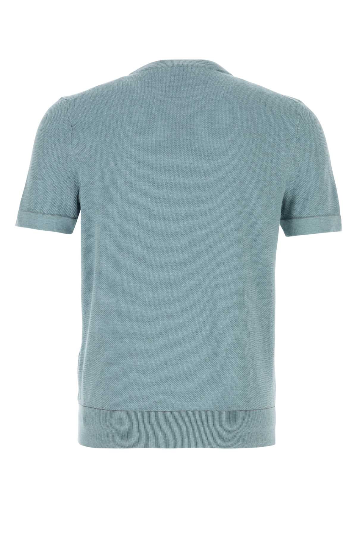 Brioni Men Cerulean Blue Cotton T-Shirt BRIONI