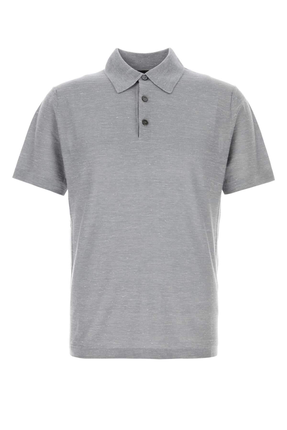 Brioni Men Melange Grey Cashmere Blend Polo Shirt BRIONI