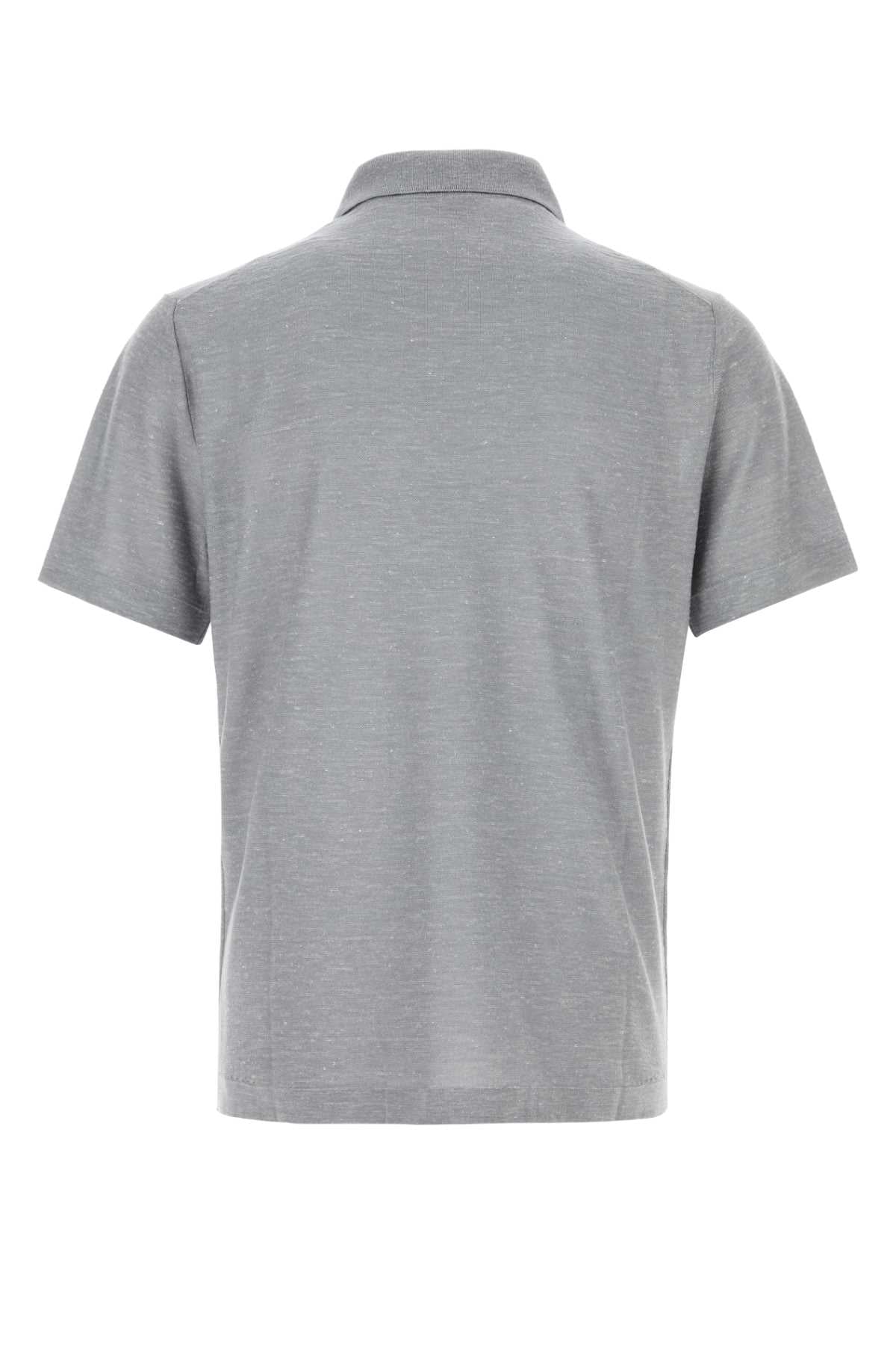 Brioni Men Melange Grey Cashmere Blend Polo Shirt BRIONI