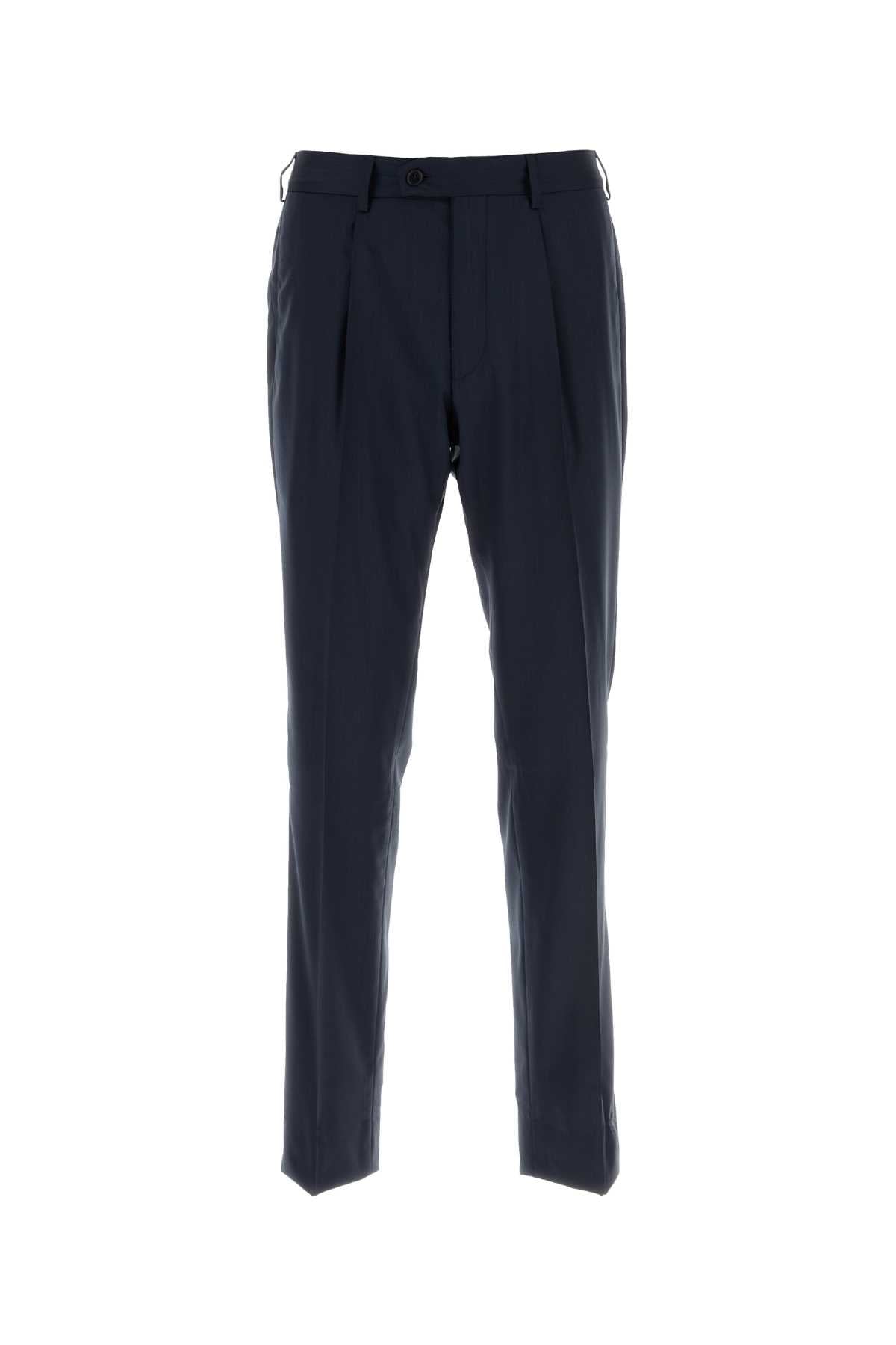 Brioni Men Navy Blue Stretch Wool Pant BRIONI
