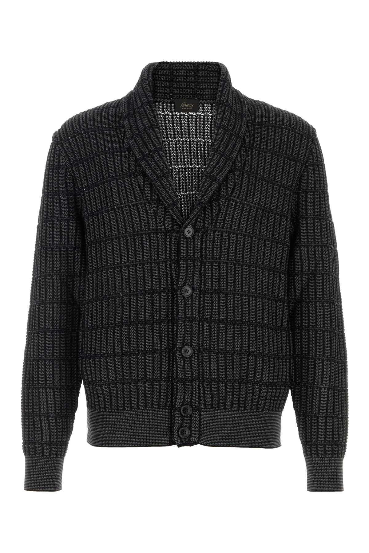Brioni Men Embroidered Cotton And Linen Cardigan BRIONI