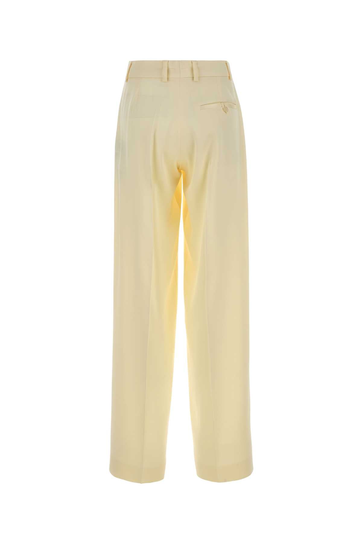 Stella Mccartney Women Pastel Yellow Satin Wide-Leg Pant STELLA MCCARTNEY