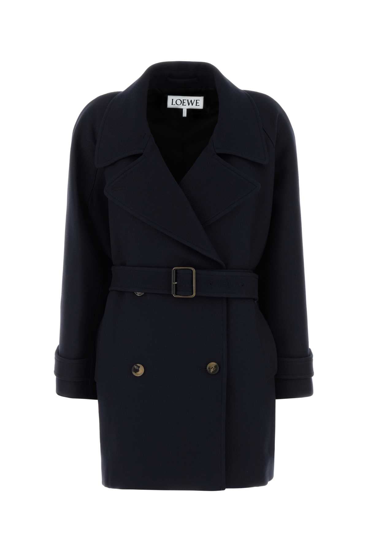 Loewe Women Navy Blue Wool Blend Coat LOEWE