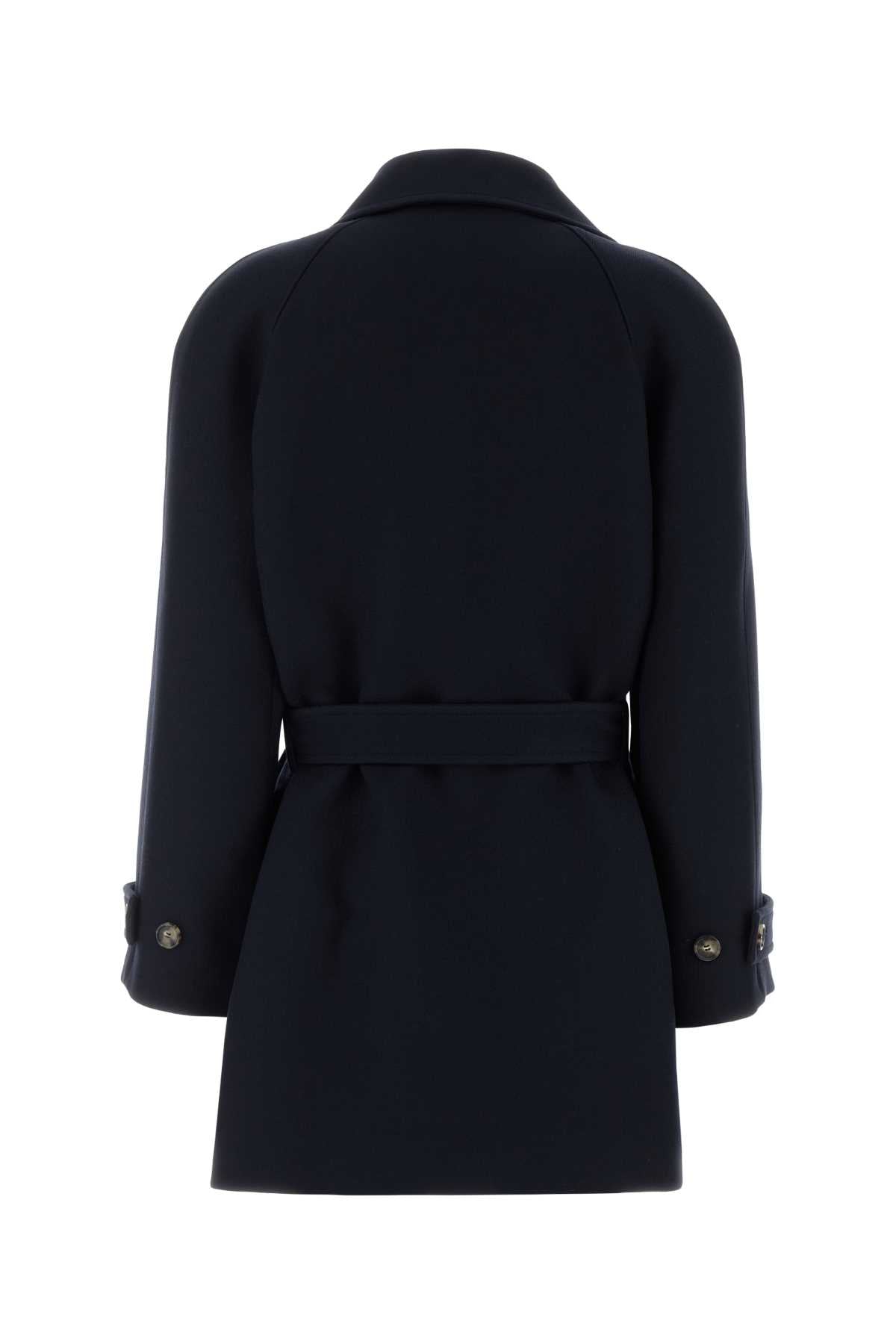 Loewe Women Navy Blue Wool Blend Coat LOEWE