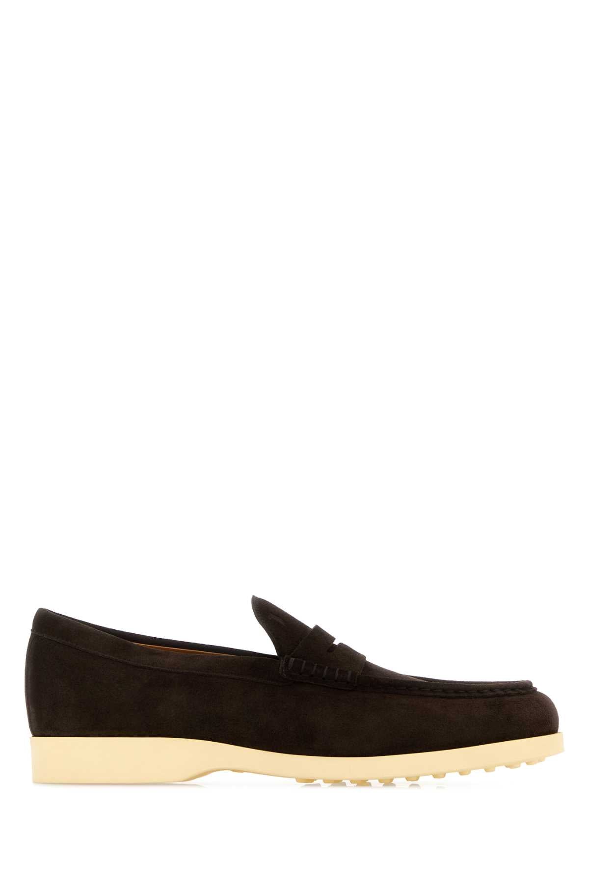 Tod's Men Dark Brown Suede Loafers TOD'S