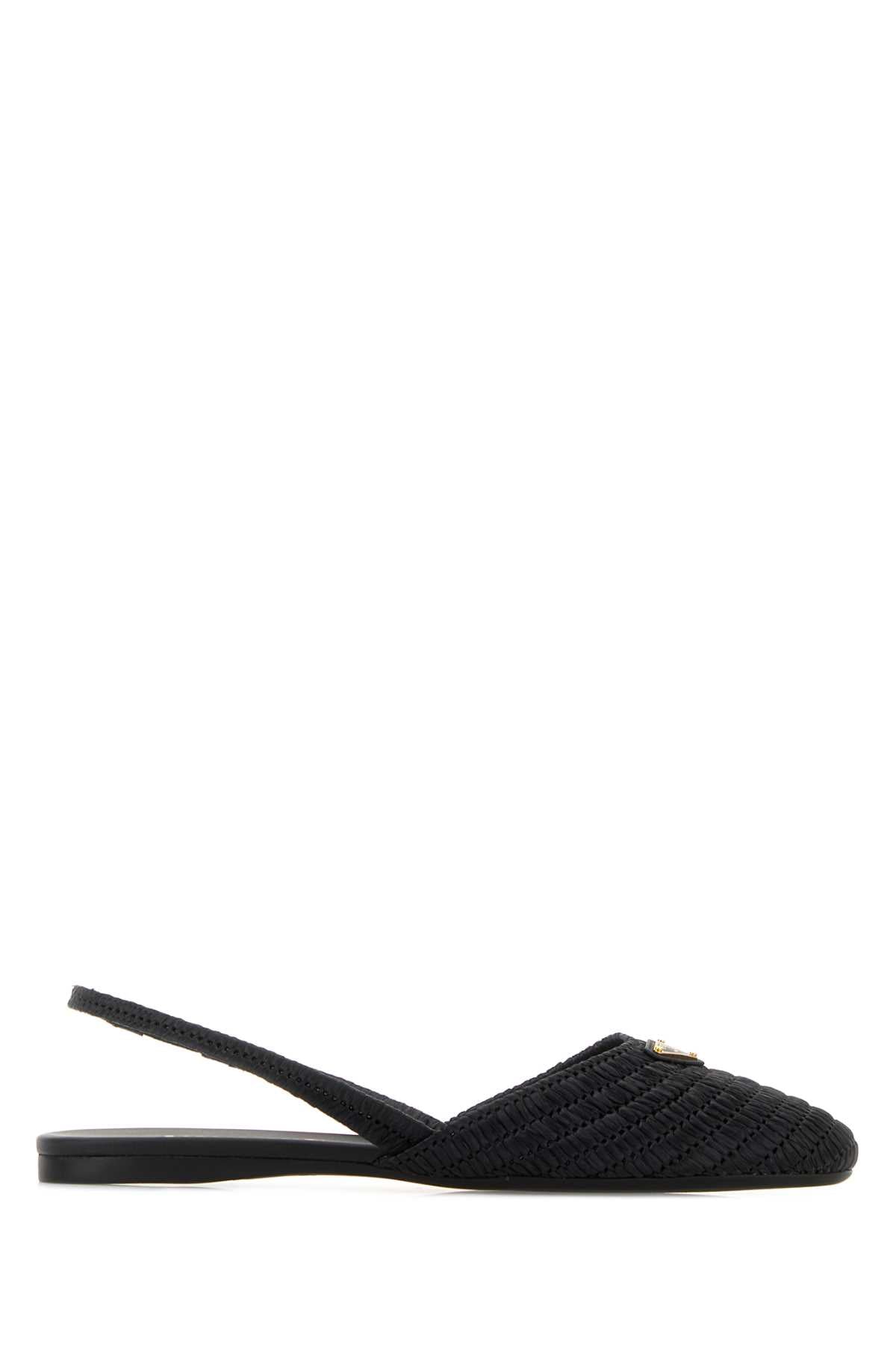 Prada Women Black Raffia Ballerinas PRADA