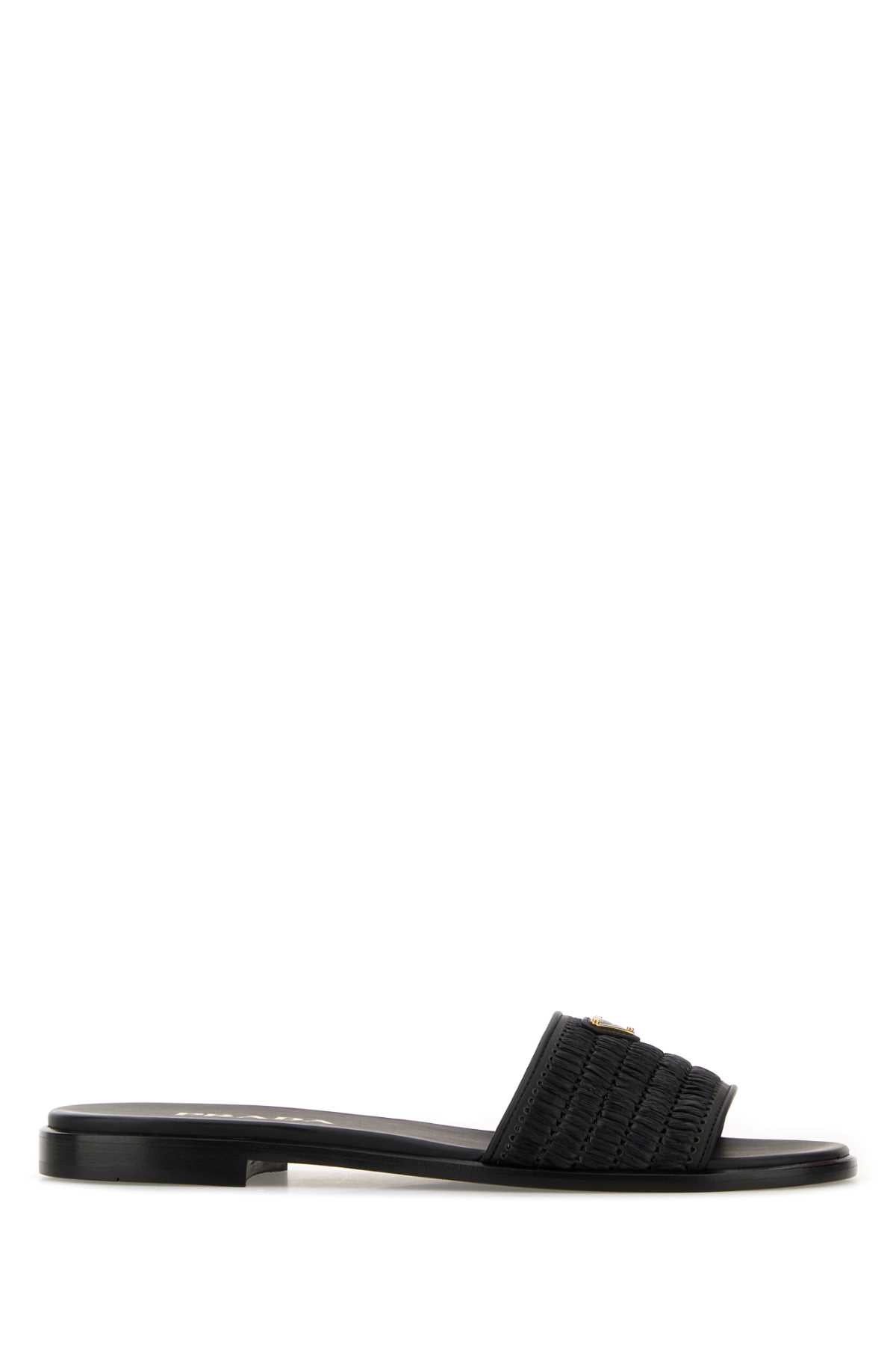 Prada Women Black Raffia Slippers PRADA