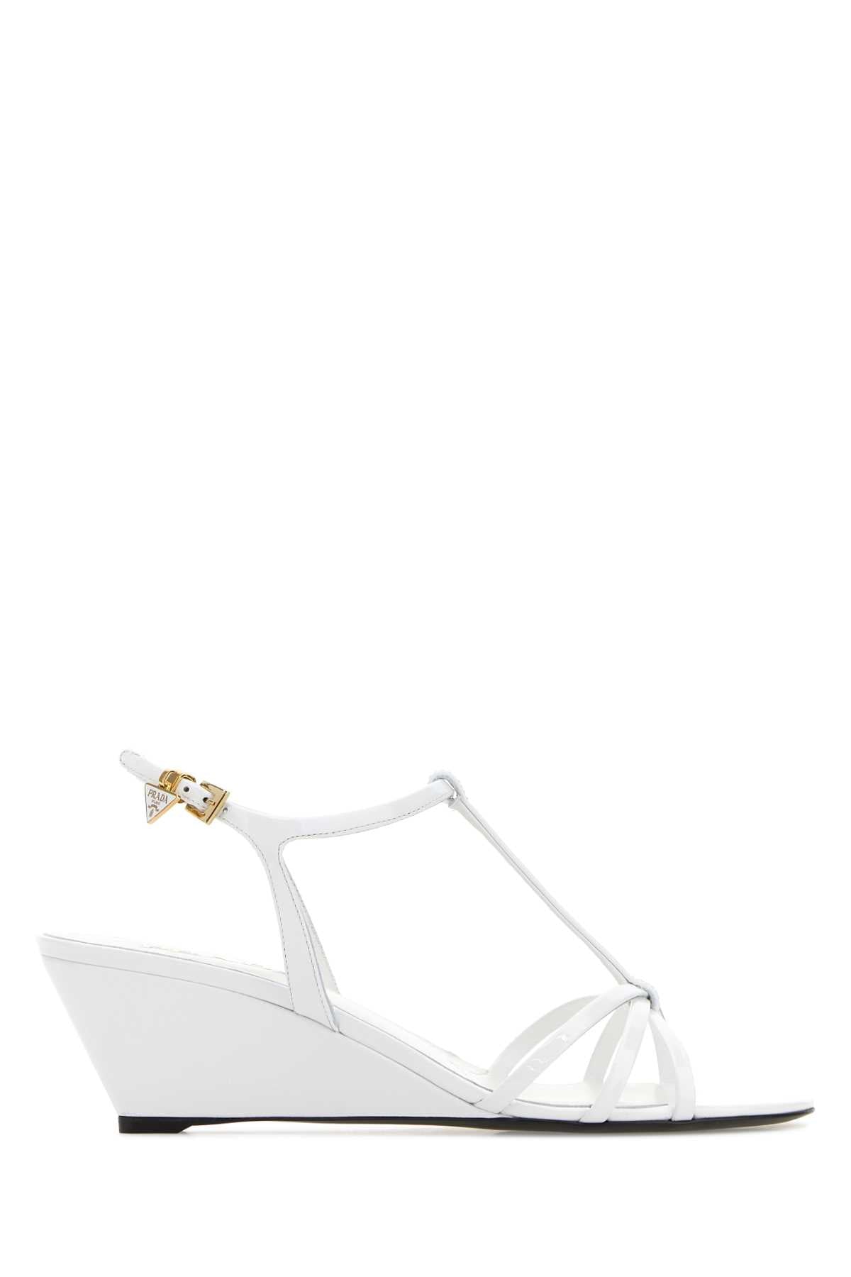 Prada Women White Leather Sandals PRADA
