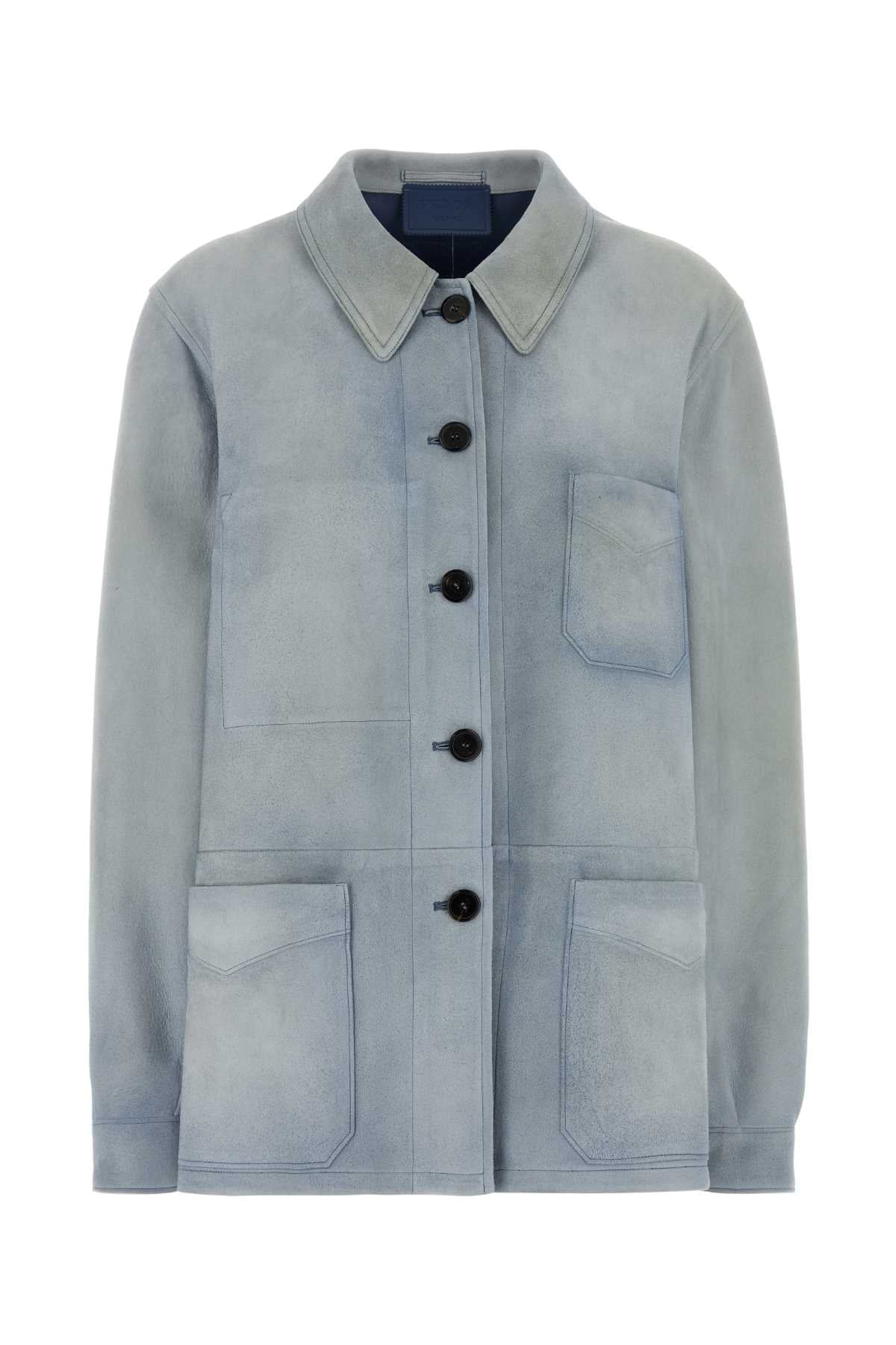 Prada Women Light-Blue Suede Jacket PRADA
