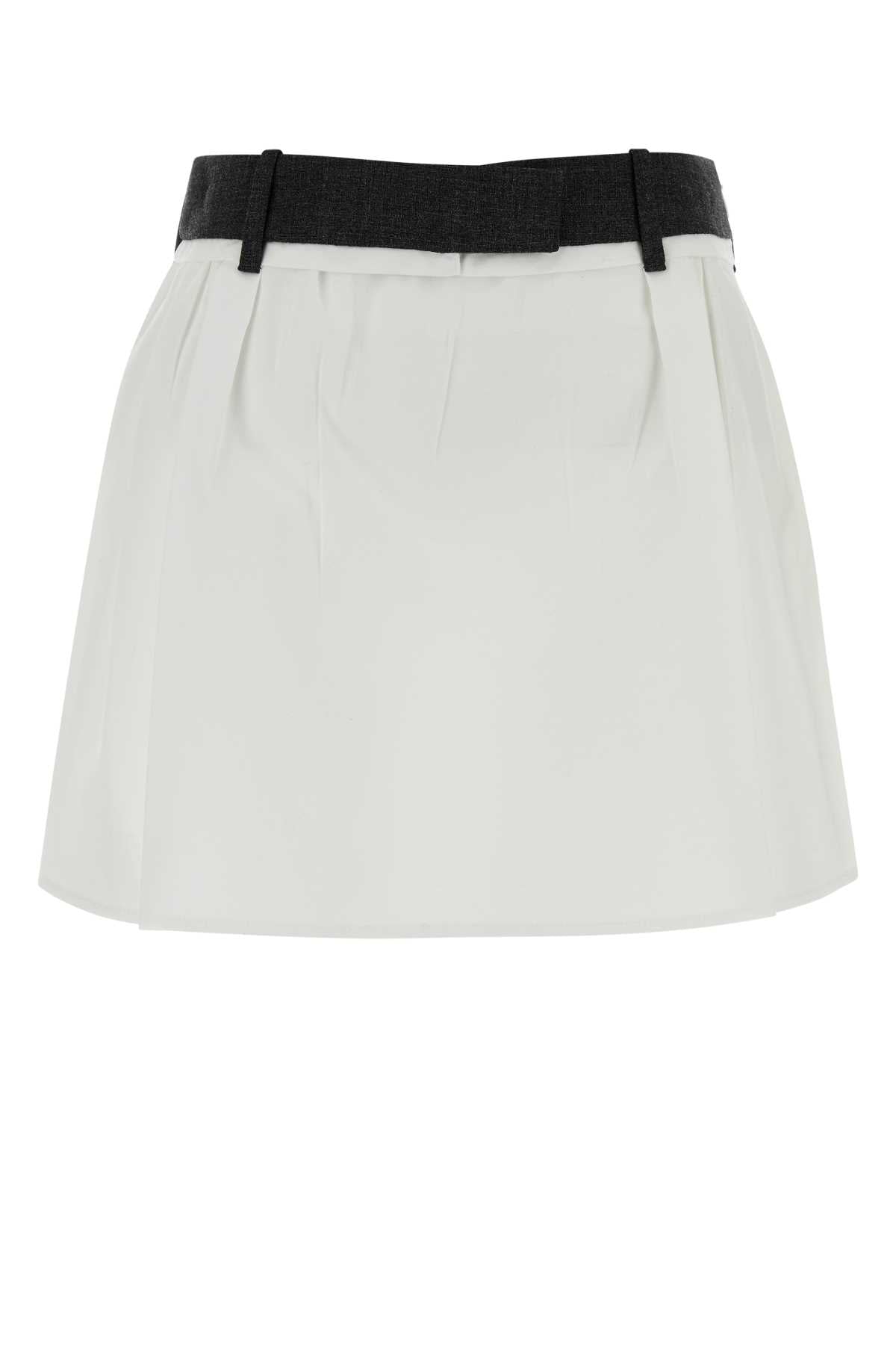 Prada Women White Poplin Mini Skirt PRADA